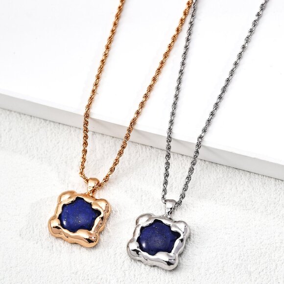 💙 Artisan Original Organic Lapis Lazuli Pendant Necklace | S925 Gold - Picture 8 of 9